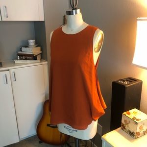 💯 silk lining Theory blouse burnt orange size p